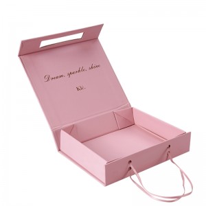 Caixa de presente de papel dobrável de luxo magnética grande rosa de ouro de papelão de embalagem personalizada